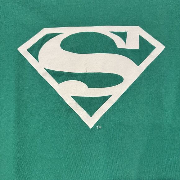 Superman Green Shield Logo Adult XL T-Shirt Classic DC Comics Tee Vintage - Picture 2 of 7